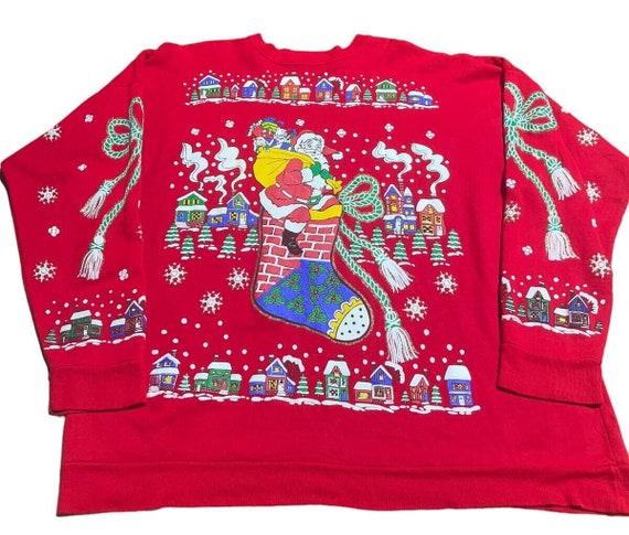Vintage Merry Christmas Sweatshirt Large USA Wint… - image 5