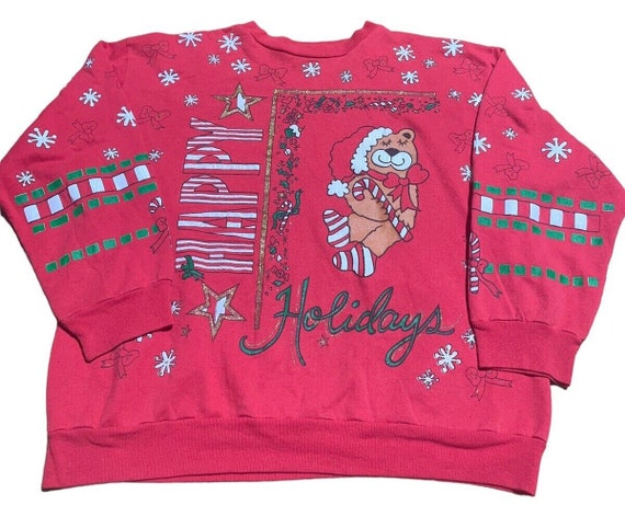 Vintage Merry Christmas Sweatshirt Large USA Wint… - image 3