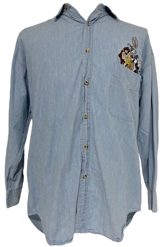 Vintage Looney Tunes Embroidery Chambray