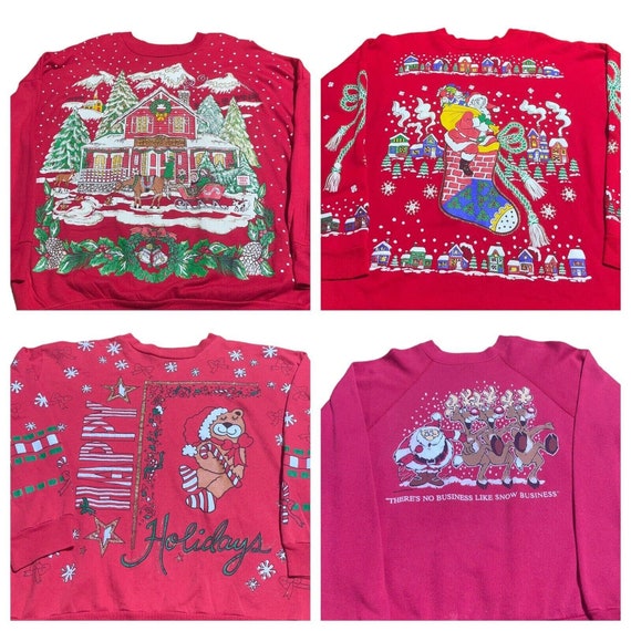 Vintage Merry Christmas Sweatshirt Large USA Wint… - image 1