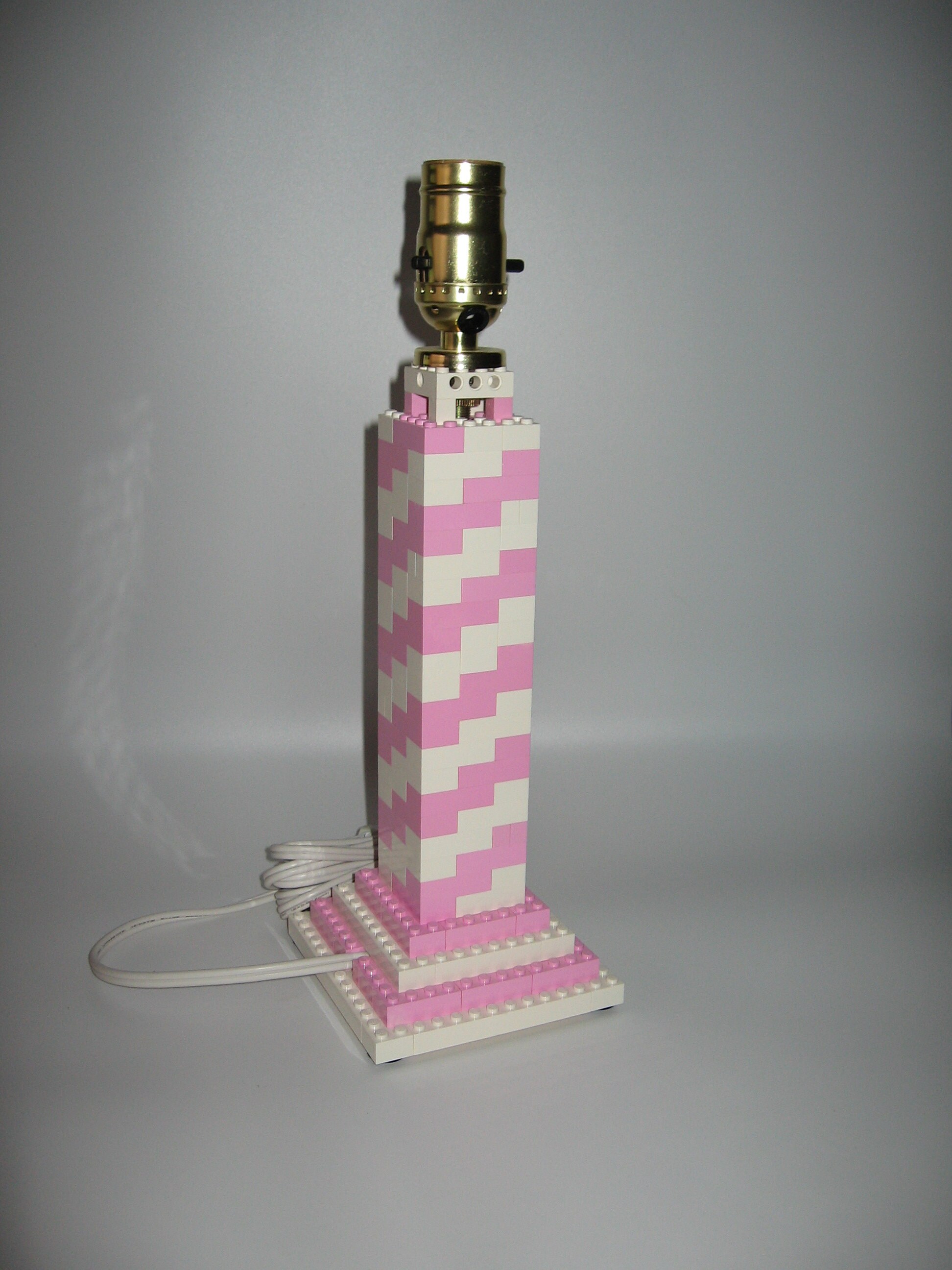 Pink & White table top / desk top / dresser top Lego Lamp