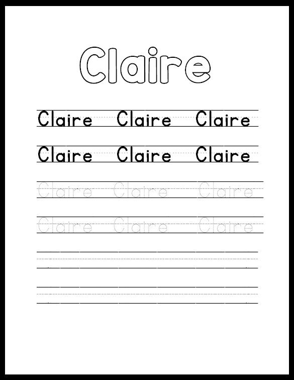 3 Personalized Name Tracing Sheets for Handwriting Practice, Printable - Etsy