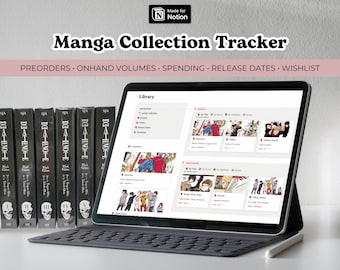 Manga Collection Tracker Notion Template, Notion Dashboard für Anime Otaku, Notion Manga Tracker mit Lesejournal, Notion Budget Planer