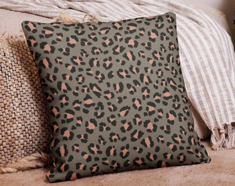 Almohada de lanzamiento premium con estampado de guepardo, almohada de lanzamiento de leopardo rosa, almohada de sofá leopardo