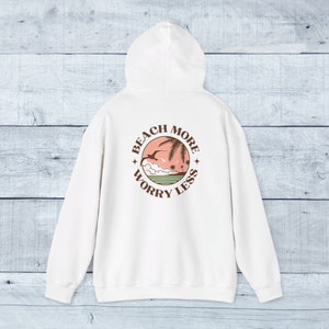 Beach More Worry Less Unisex Heavy Blend™ Hooded Sweatshirt, Beach Hoodie, Unisex Hoodie, Oversized Beach Shirt