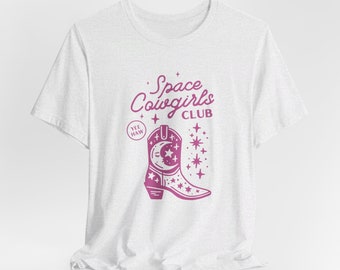 Space Cowgirls Club Vintage Unisex Jersey Short Sleeve Tee, Cowgirl T-Shirt, Cowboy Boot Shirt