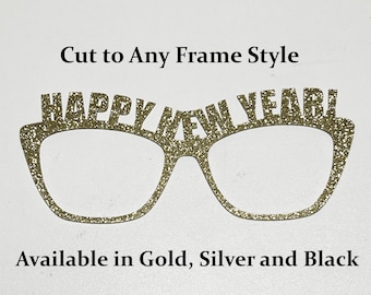 New Year Glitter Eyewear Topper: Gold, Silver or Black Acrylic, Pair Compatible