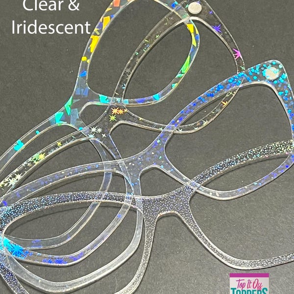 Clear Iridescent Color Changing Eyewear Toppers: Magnetic Acrylic Frames
