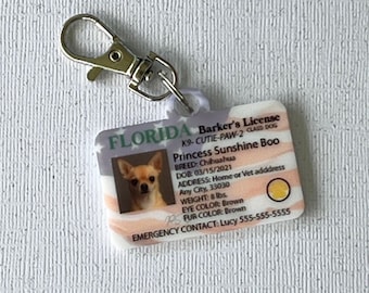 Customizable Pet ID Tag: Driver's License Design, Gift for Dog Parents
