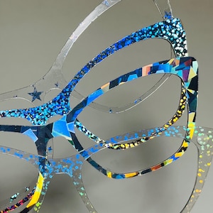 Silver And Clear Holographic Eyewear Toppers - Available in Any Pair Compatible Frame Style