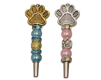 Dog Paw Cribbage Pegs - Beaded Artisan Game Pieces (Pair)