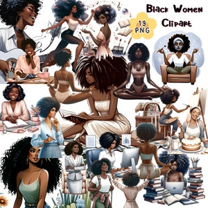 Black Women Clipart, Planner Girl Clipart, Office Girl Clipart ,  Instant Digital Download , PNG Files ,Scrapbooking, Embellishments