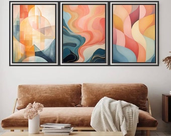 Set of 3 Prints, Abstract Wall Art Set of 3, Colorful Wall Art, Printable Wall Art, Abstract Print Set Extra Large Wall Art, Above Bed Decor