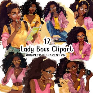 Black Women Clipart, Planner Girl Clipart, Office Girl Clipart ,  Instant Digital Download , PNG Files ,Scrapbooking, Embellishments