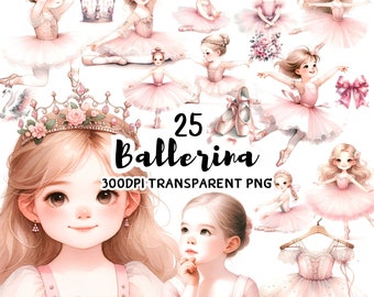 Watercolor Ballerina Clipart , Bundle Ballet Background For Cardmaking , Planner Clipart , PNG Files ,Scrapbooking, Embellishments