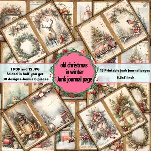 Old Christmas Junk Journal Page For winter Christmas - Instant Digital Download, Printable, Digital Kit for Junk Journals