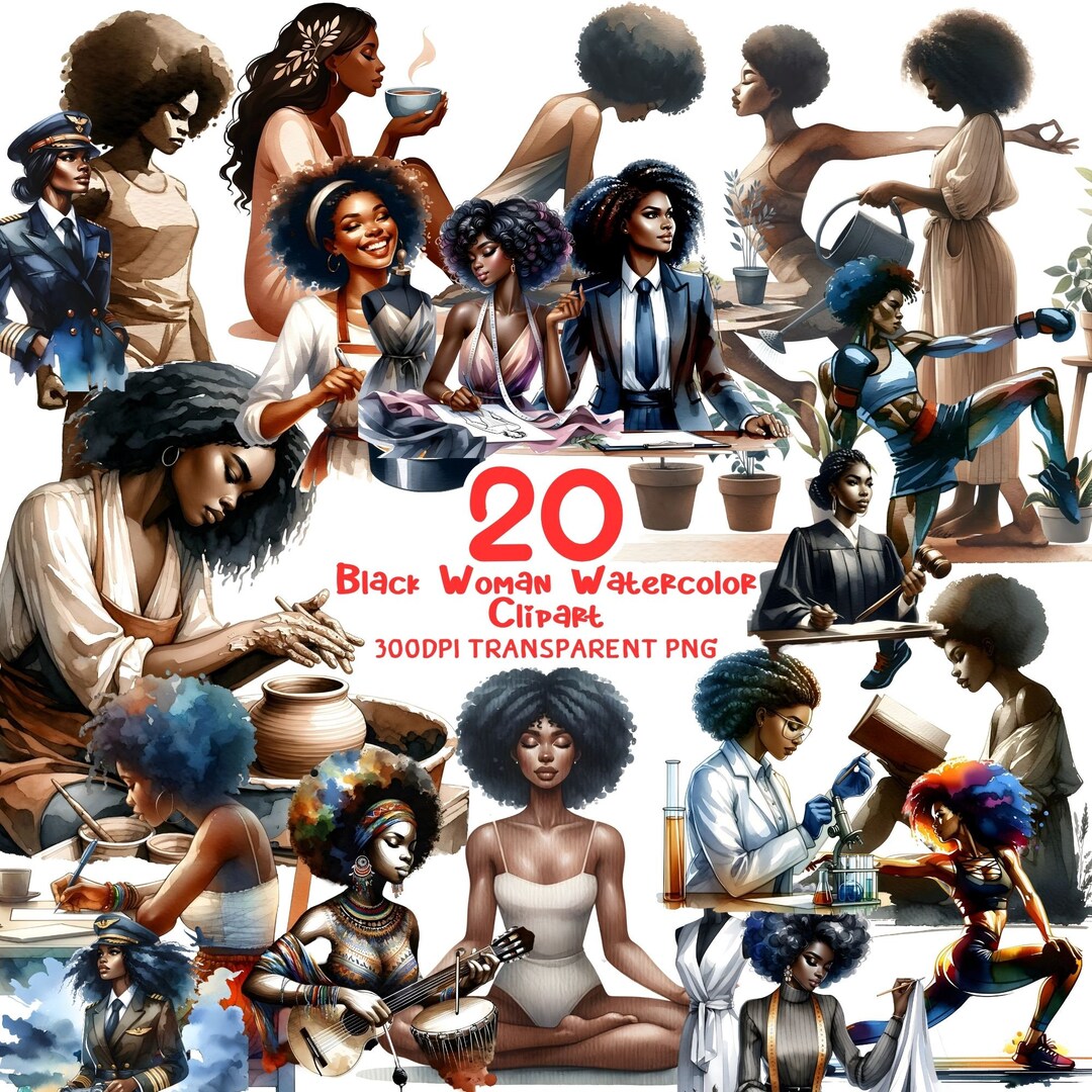 Black Woman Watercolor , PNG , Black Girl Clipart , Paper Crafts , Junk ...