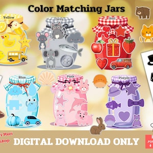 Color Matching Jars Activity for Kids – Toddler Printable Worksheets for Learning Colors | Montessori Materials & Homeschool Curriculum