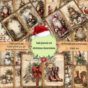 Kit de carnets de voyage de Noël pays enchanté, journal indésirable à imprimer, journal papier, journal de Noël, Noël rustique