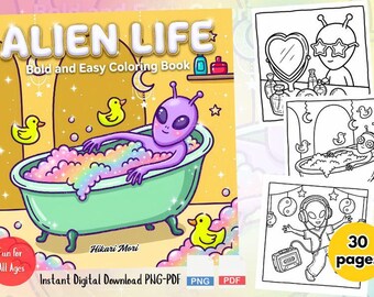 Dibujos para colorear de extraterrestres, descarga digital sencilla y llamativa con 30 divertidas ilustraciones.