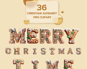 Weihnachten Alphabet & Zahl Clipart - 36 hochwertige PNGs, Memory Bücher, Junk Journals, Sammelalben, kommerzielle Nutzung, digitaler Download
