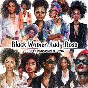 38 Black Women Clipart, Planner Girl Clipart, Black Women Lady Boss ,  Instant Digital Download , PNG Files ,Scrapbooking, Embellishments