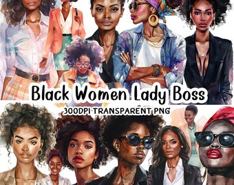 38 Black Women Clipart, Planner Girl Clipart, Black Women Lady Boss ,  Instant Digital Download , PNG Files ,Scrapbooking, Embellishments
