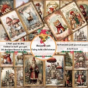 Fairytale Christmas Journal Set, Digital Christmas Set, Christmas Paper, Fairytale Christmas, Printable Junk Journal Pages