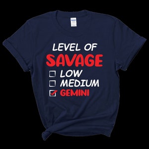 Gemini Level of Savage T-Shirt, Ladies Gemini T-Shirt, Mom T-Shirt, Graphic Tees, Zodiac T-Shirt