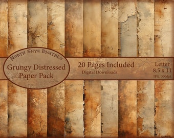 20 Grungy Distressed digital paper, 8.5 x 11, 300dpi, JPG, Cracking, burnt, distressed, Junk Journal Pages, Scrapbooking, Background