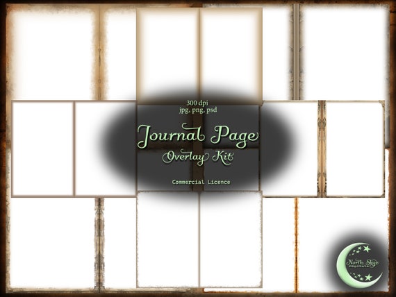 Journal Page Overlay Templates, Digital Paper (JPG, PSD)
