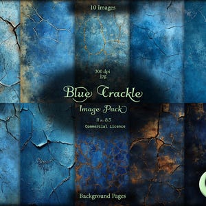 Blue Crackle, Digital Junk Journal, Image Pack, Digital Papier, Sofort Download, Kommerzielle Nutzung