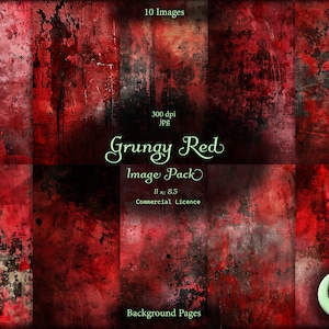 Grungy rood, Digital Junk Journal, Image Pack, Digitaal papier, Instant download, Commercieel gebruik