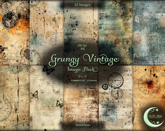 Grungy Vintage Images, Seamless pattern, digital download, 12" x 12", instant download, commercial use