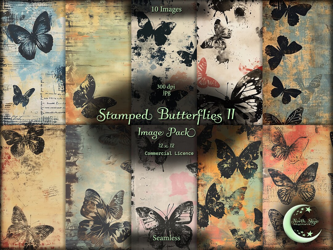 Stamped Butterfly, Digital Paper, Seamless Pattern, Instant Download - Etsy