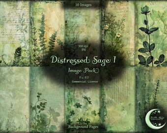 Distressed Sage 1, Digital Junk Journal, Image Pack, Digital Paper, Instant Download, Commercial Use