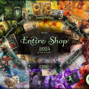 Entire Shop 2024 Edition, Junk Journal, Scrapbooking, Printable journal Pages, Ephemera, Templates, Full shop bundle, 2500+