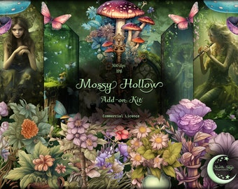 Mossy Hollow, Fairy Junk Journal Fussy Cut Add-on Kit, Junk Journal Kit, Forest ephemera, Mushroom Ephemera