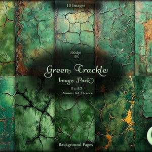 グリーンクラックル、デジタルジャンクジャーナル、画像パック、デジタルペーパー、即時ダウンロード