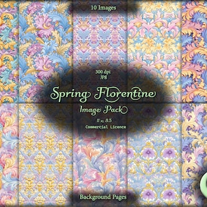Frühling Florentiner digitales Papier, sofortiger Download, Collagenpapier, kommerzielle Nutzung