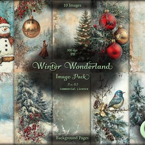 Winter Wonderland, Digital Junk Journal, Pacote de imagens, Papel digital, Download instantâneo, Uso comercial