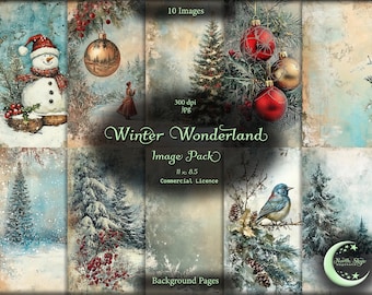 Winter Wonderland, Digital Junk Journal, Image Pack, Digital Paper, Instant Download