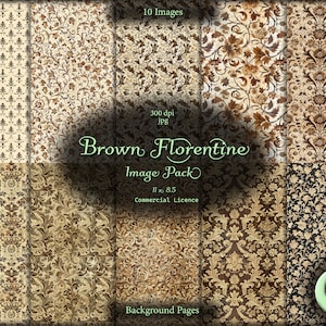 Brown Florentine, Digital Junk Journal, Image Pack, Background Images, Digital Paper, Instant Download, Commercial Use