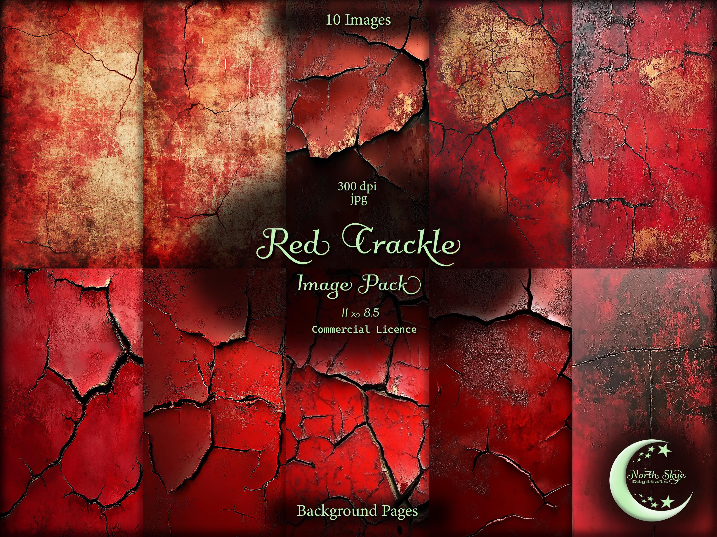 Red Crackle, Digital Junk Journal, Image Pack, Digital Paper, Instant Download, Commercial Use