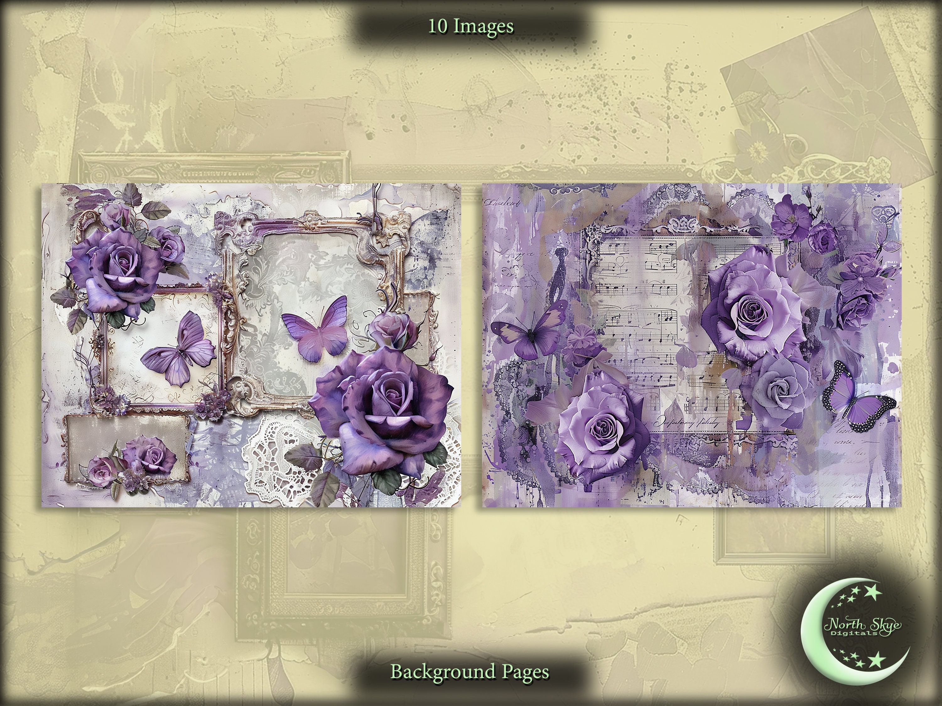 Purple Frames, Digital Junk Journal, Image Pack, Digital Paper, Instant ...