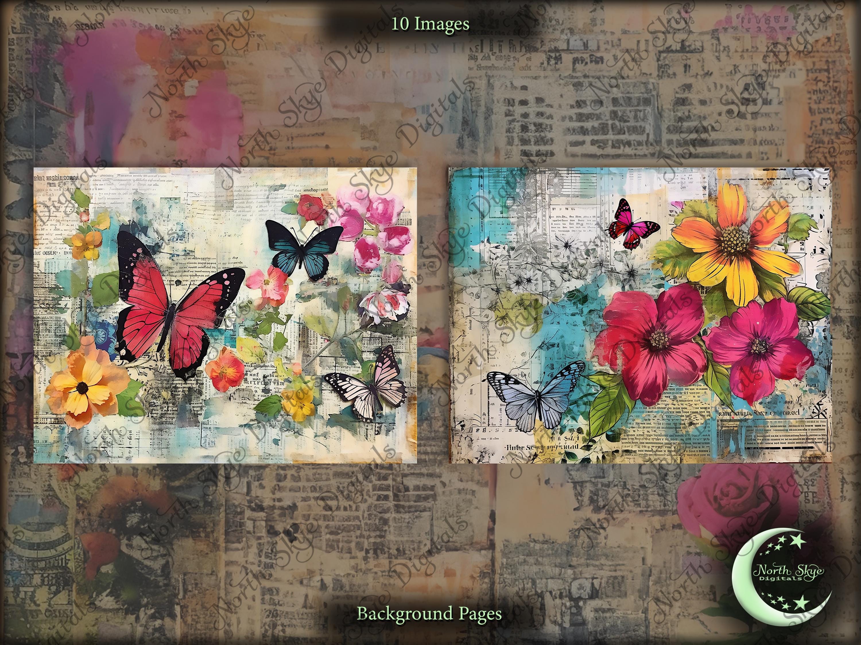 Butterfly Collage Digital Paper, Junk Journal (digital Download) - Etsy