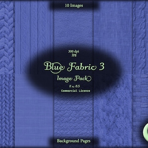 Blue Fabric 3, Digital Junk Journal, Image Pack, Digital Paper, Instant Download, Commercial Use