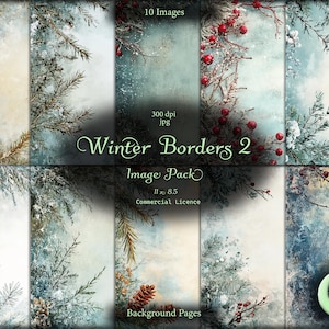 Winter Borders 2, Digital Junk Journal, Image Pack, Digital Papier, Sofort Download, Kommerzielle Nutzung