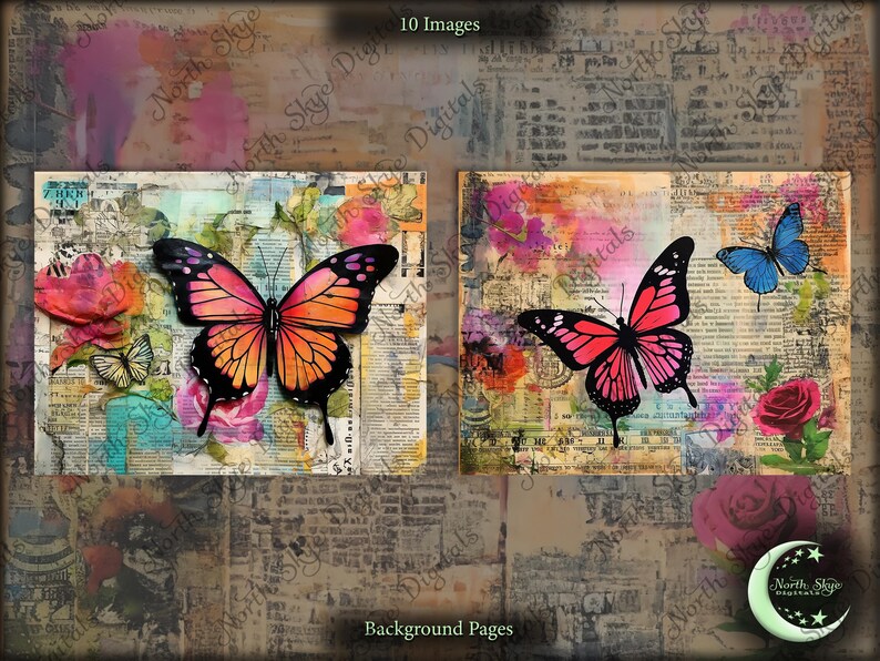 Butterfly Collage Digital Paper, Junk Journal (digital Download) - Etsy