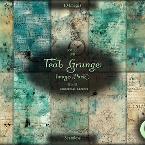 Imágenes de Grungy Teal, Patrones sin costuras, Papel digital, 12" x 12", descarga instantánea, uso comercial